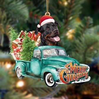 Rottweiler-Green Truck Hanging Ornament - Thegiftio UK
