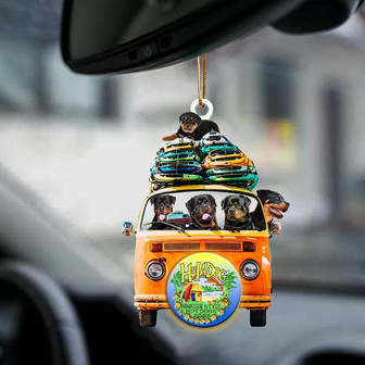Rottweiler-Orange Hippie Van-Two Sided Ornament - Thegiftio UK