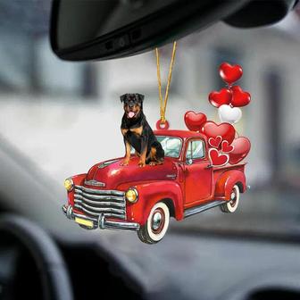 Rottweiler-Red Sports car-Two Sided Ornament - Thegiftio UK