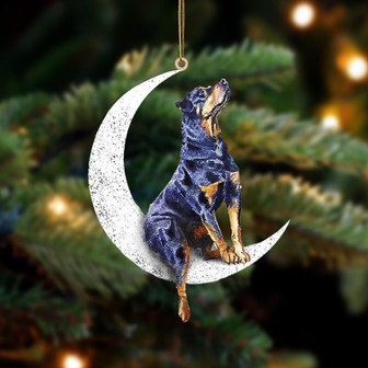 Rottweiler-Sit On The Moon-Two Sided Ornament - Thegiftio UK