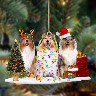 Rough Collie-Christmas Dog Friends Hanging Ornament - Thegiftio UK