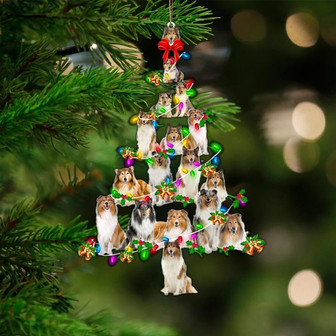 Rough Collie-Christmas Tree Lights-Two Sided Ornament - Thegiftio UK
