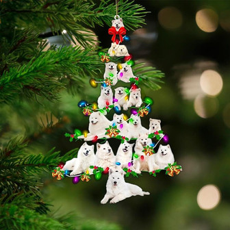 Samoyed-Christmas Tree Lights-Two Sided Ornament - Thegiftio UK