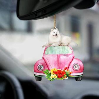 Samoyed-Pink Hippie Car-Two Sided Ornament - Thegiftio UK
