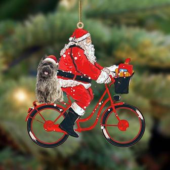 Santa Claus riding a bike with Cairn Terrier 2-Two Sided Ornament - Thegiftio UK