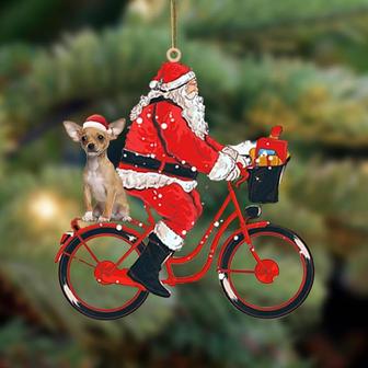 Santa Claus riding a bike with Chihuahua 2-Two Sided Ornament - Thegiftio UK