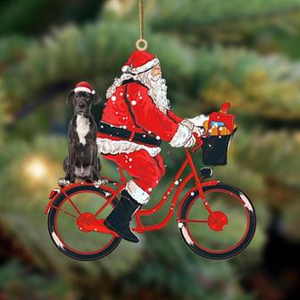 Santa Claus riding a bike with Great Dane (2)-Two Sided Ornament - Thegiftio UK