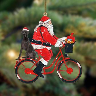 Santa Claus riding a bike with Great Dane (3)-Two Sided Ornament - Thegiftio UK