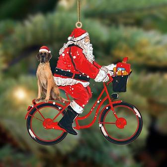 Santa Claus riding a bike with Great Dane (4)-Two Sided Ornament - Thegiftio UK