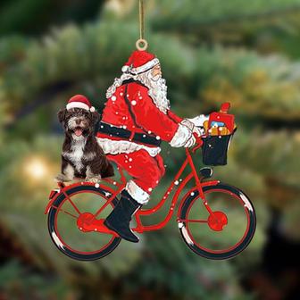 Santa Claus riding a bike with Havanese-Two Sided Ornament - Thegiftio UK
