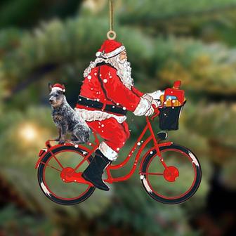 Santa Claus riding a bike with Heeler-Two Sided Ornament - Thegiftio UK