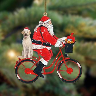 Santa Claus riding a bike with labrador_2-Two Sided Ornament - Thegiftio UK