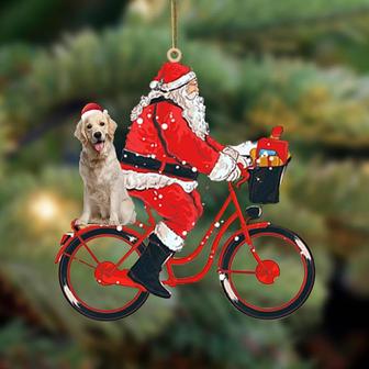 Santa Claus riding a bike with labrador_3-Two Sided Ornament - Thegiftio UK