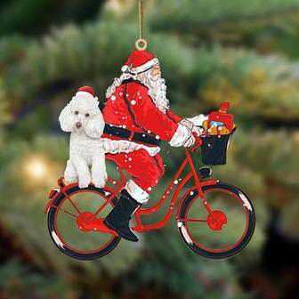 Santa Claus riding a bike with poodle (1)-Two Sided Ornament - Thegiftio UK
