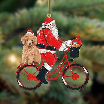 Santa Claus riding a bike with poodle (2)-Two Sided Ornament - Thegiftio UK