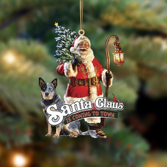Santa Is Coming To Town With Australian Cattle-Two Sided Ornament - Thegiftio UK