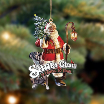 Santa Is Coming To Town With Box2-Two Sided Ornament - Thegiftio UK