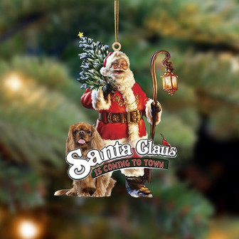 Santa Is Coming To Town With Cavalier King Charles Spaniel 2-Two Sided Ornament - Thegiftio UK
