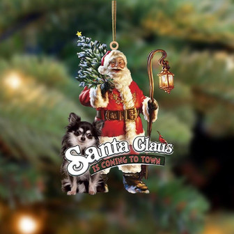 Santa Is Coming To Town With Chihuahua 6-Two Sided Ornament - Thegiftio UK