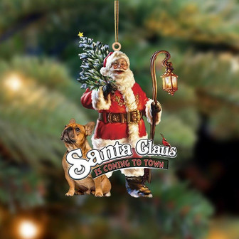 Santa Is Coming To Town With French Bulldog-Two Sided Ornament - Thegiftio UK