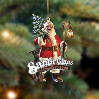 Santa Is Coming To Town With Miniature Pinscher 2-Two Sided Ornament - Thegiftio UK