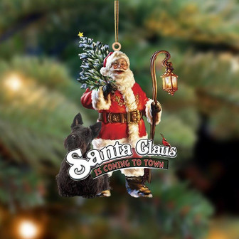 Santa Is Coming To Town With Scottish Terrier-Two Sided Ornament - Thegiftio UK