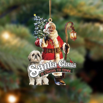 Santa Is Coming To Town With Shih Tzu2-Two Sided Ornament - Thegiftio UK