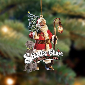 Santa Is Coming To Town With Weimaraner 1-Two Sided Ornament - Thegiftio UK