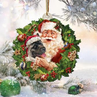 Santa Holds The American Akita-Two Sided Ornament - Thegiftio UK