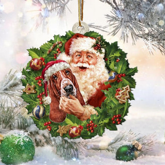 Santa Holds The Basset Hound-Two Sided Ornament - Thegiftio UK
