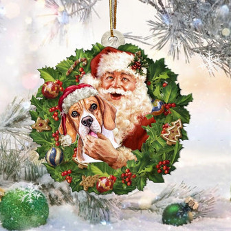 Santa Holds The Beagle-Two Sided Ornament - Thegiftio UK