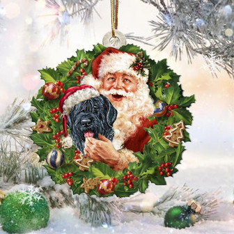 Santa Holds The Black Russian Terrier-Two Sided Ornament - Thegiftio UK