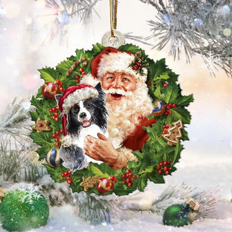 Santa Holds The Border Collie 2-Two Sided Ornament - Thegiftio UK
