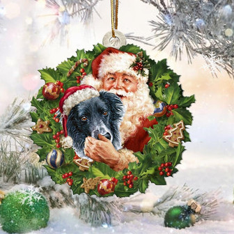 Santa Holds The Border Collie-Two Sided Ornament - Thegiftio UK