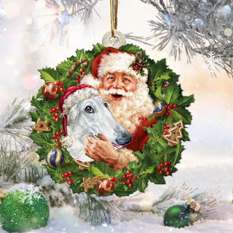 Santa Holds The Borzoi-Two Sided Ornament - Thegiftio UK
