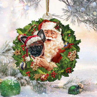Santa Holds The Brussels Griffon-Two Sided Ornament - Thegiftio UK
