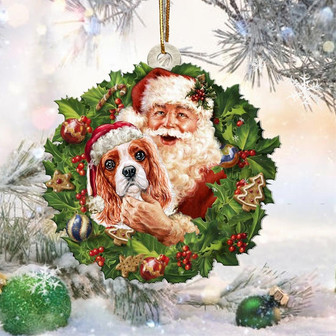 Santa Holds The Cavalier King Charles Spaniel-Two Sided Ornament - Thegiftio UK