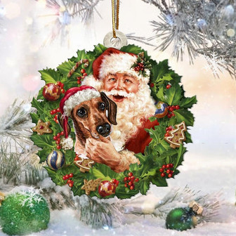 Santa Holds The Dachshund-Two Sided Ornament - Thegiftio UK