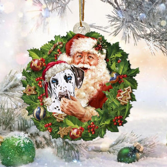 Santa Holds The Dalmatian3-Two Sided Ornament - Thegiftio UK