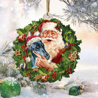 Santa Holds The Doberman-Two Sided Ornament - Thegiftio UK