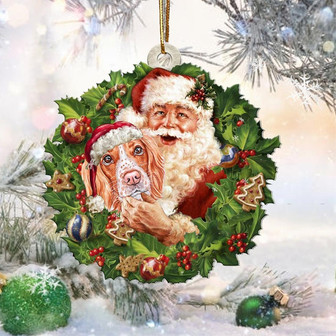 Santa Holds The English Springer Spaniel-Two Sided Ornament - Thegiftio UK