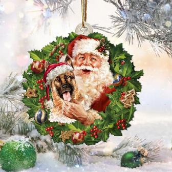 Santa Holds The German Shepard 3-Two Sided Ornament - Thegiftio UK