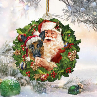 Santa Holds The German Shepherd-Two Sided Ornament - Thegiftio UK