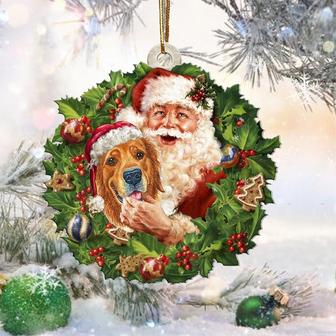 Santa Holds The Golden Retriever 2-Two Sided Ornament - Thegiftio UK