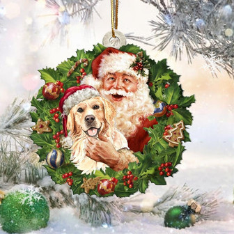 Santa Holds The Golden Retriever-Two Sided Ornament - Thegiftio UK