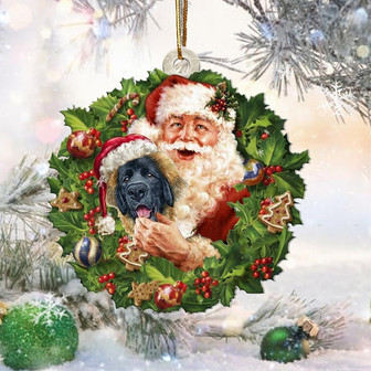 Santa Holds The Leonberger Kiss-Two Sided Ornament - Thegiftio UK