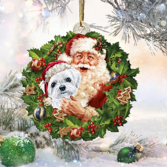 Santa Holds The Maltese-Two Sided Ornament - Thegiftio UK