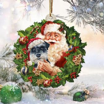 Santa Holds The Zwerg Schnauzer-Two Sided Ornament - Thegiftio UK