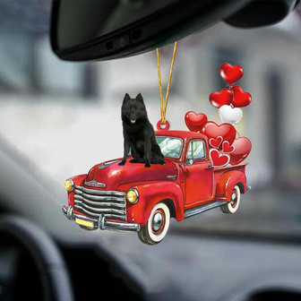 Schipperke-Red Sports car-Two Sided Ornament - Thegiftio UK