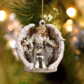 Schnauzer (3)-Angel Hug Winter Love Two Sided Ornament - Thegiftio
